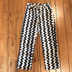 Patterned high-rise straight leg jeans